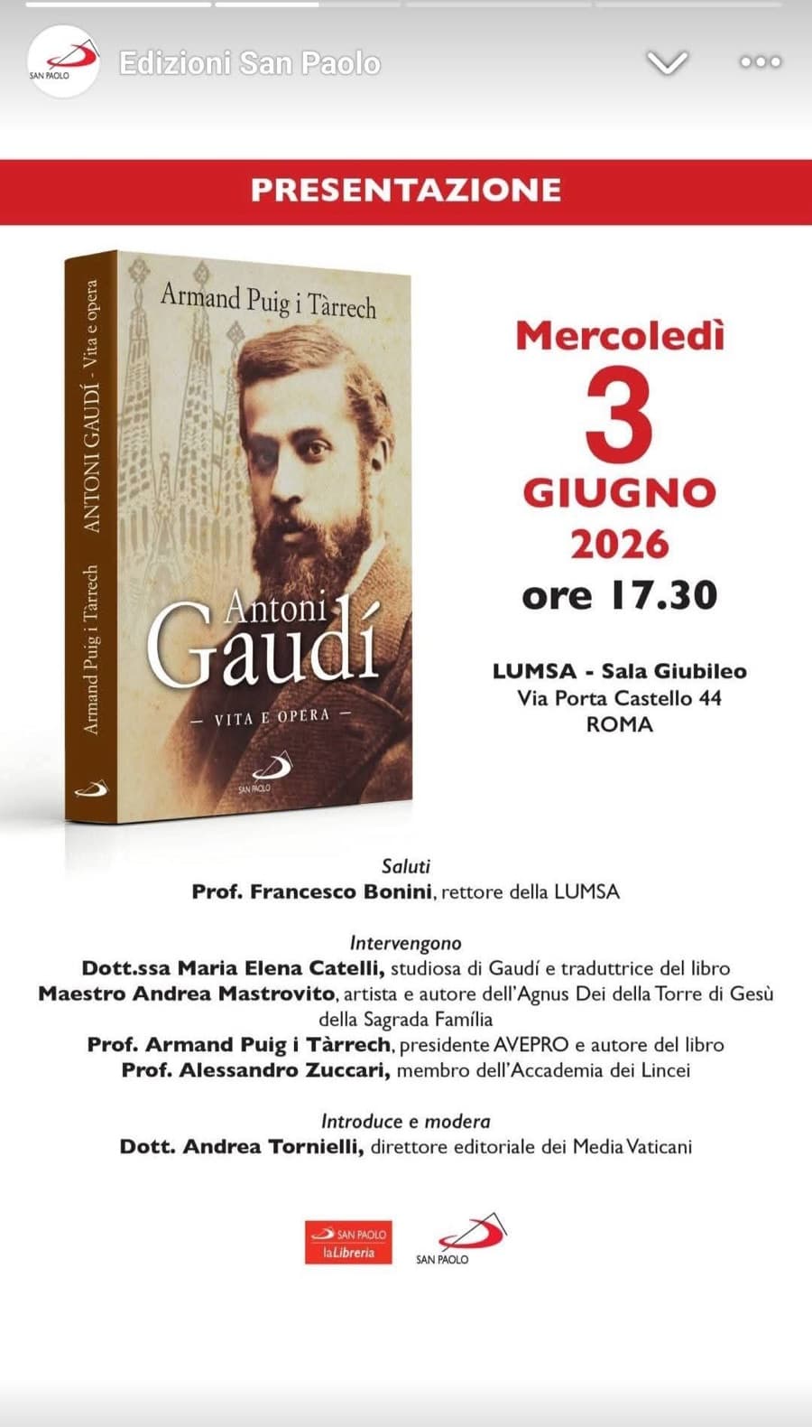 Locandina della presentazione del libro alla LUMSA di Roma