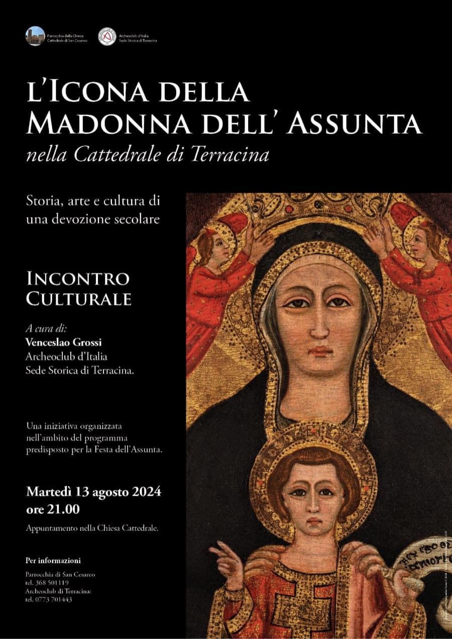 Locandina dell'incontro sull'icona della Madonna dell'Assunta, Terracina